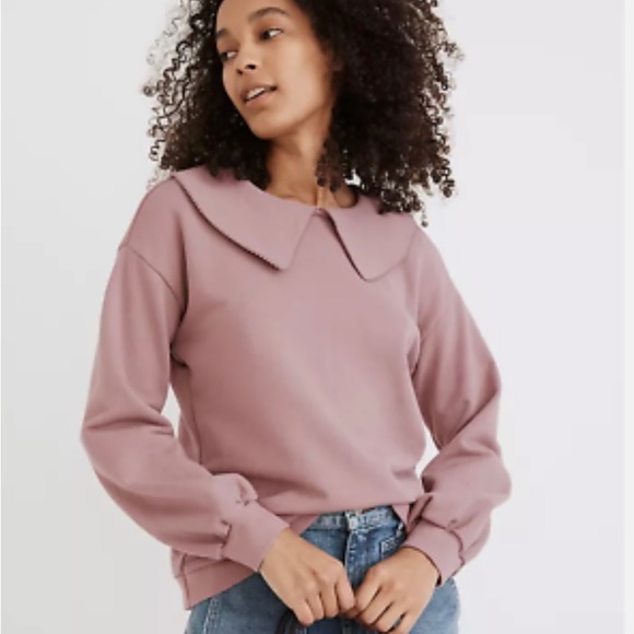 Madewell Tops - 🚫SOLD🚫Madewell Dusty Plum Sweatshirt with Over-sized Peter Pan Collar Size XL